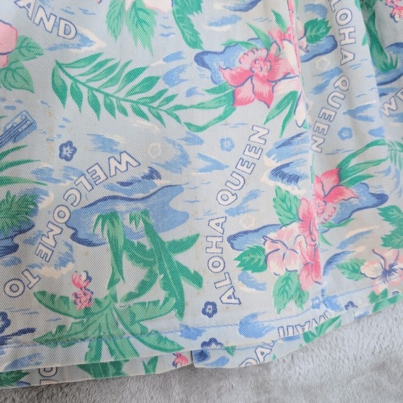 80s Vintage Denim Mini Skirt Hawaii Tropical Print Size 9/10 Juniors‎ Gitano - Picture 9 of 9